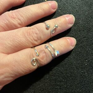 Elegant Silver Adjustable Rings Set